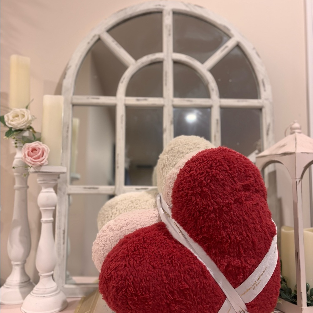 Trio Valentines Day Heart Pillows - Pink, White & Red Cupcakes & Cashmere